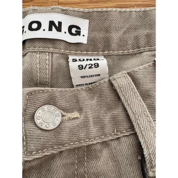 S.O.N.G Women’s Low Rise Cargo Baggy Jean Sz 39 Light beige Brand New - Picture 4 of 6